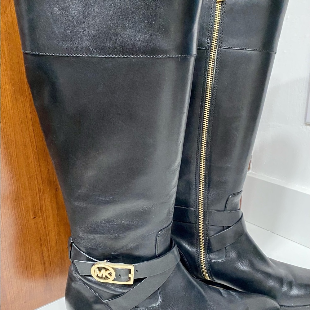 Michael Kors black leather riding Bryce Women’s boots, size 9M. - Picture 2 of 8